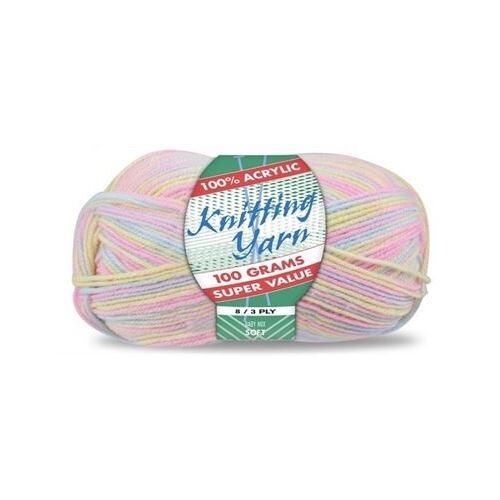 Knitting Yarn 100% Acrylic 8ply 100g Multi Colour Baby Mix