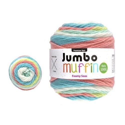 Jumbo Muffin Premium Knitting Yarn 8ply 200G Foamy Seas
