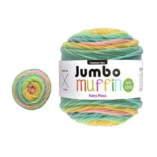 Jumbo Muffin Premium Knitting Yarn 8ply 200G Fairy Floss
