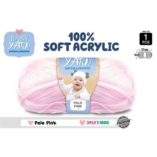 Knitting Baby Yarn 100% Soft Acrylic Crochet Ball Wool 100g 3Ply Baby Pink