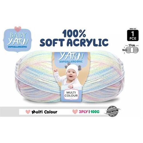 Knitting Baby Yarn 100% Soft Acrylic Crochet Ball Wool 100g 3Ply Multi Colour