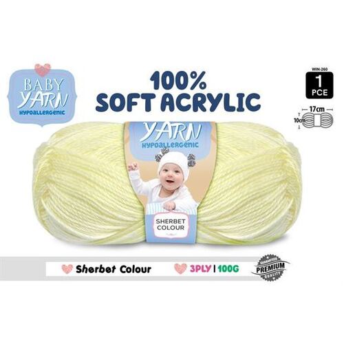 Knitting Baby Yarn 100% Soft Acrylic Crochet Ball Wool 100g 3Ply Sherbet