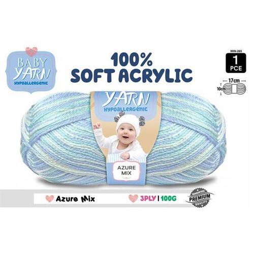 Knitting Baby Yarn 100% Soft Acrylic Crochet Ball Wool 100g 3Ply Baby Boy Blue Mix