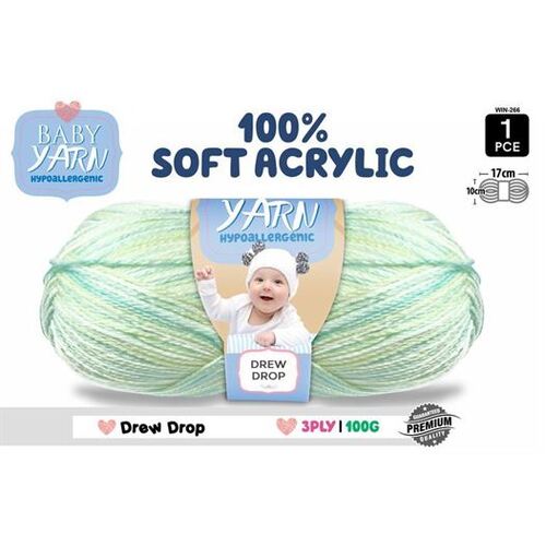 Knitting Baby Yarn 100% Soft Acrylic Crochet Ball Wool 100g 3Ply Drew Drop