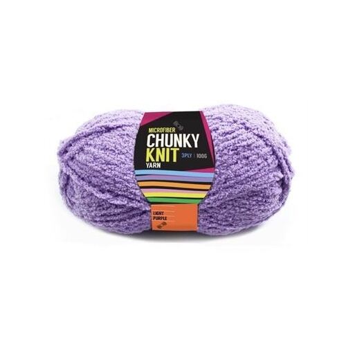 Chunky Knitting Wool/Yarn 100G - Light Purple - 3 Ply Microfiber 100% Polyester