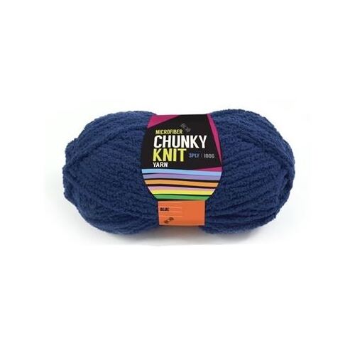 Chunky Knitting Wool/Yarn 100G - Blue - 3 Ply Microfiber 100% Polyester
