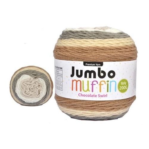 Jumbo Muffin Premium Knitting Yarn 8ply 200G Chocolate Swirl