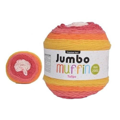 Jumbo Muffin Premium Knitting Yarn 8ply 200G Tulips