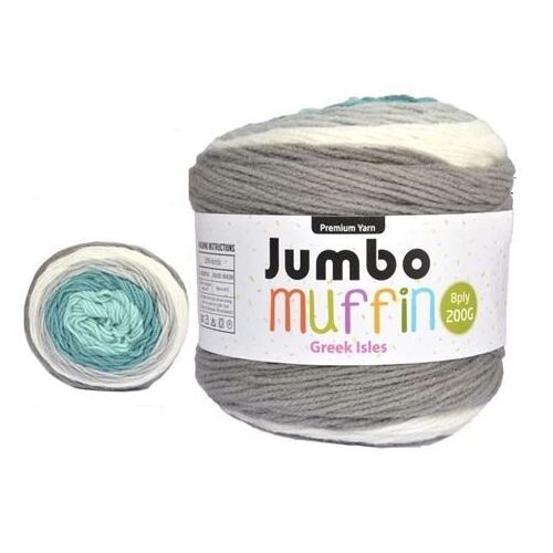 Jumbo Muffin Premium Knitting Yarn 8ply 200G Greek Isles