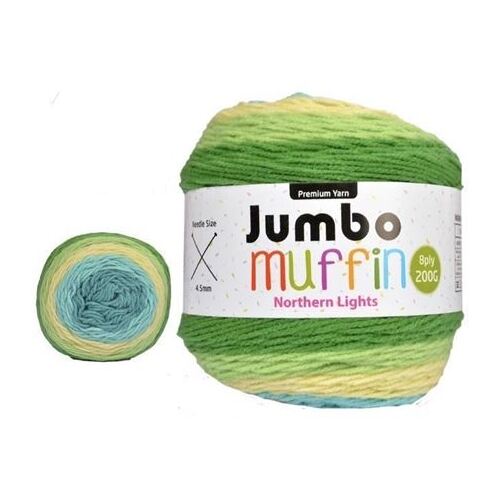 Jumbo Muffin Premium Knitting Yarn 8ply 200G Northern Lights