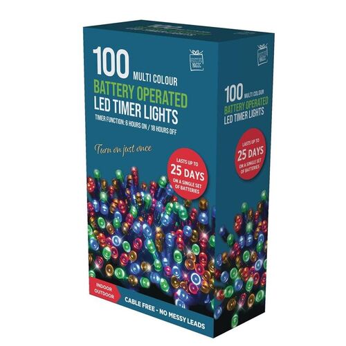 100 Multi Colour Battery Operated LED Times Lights