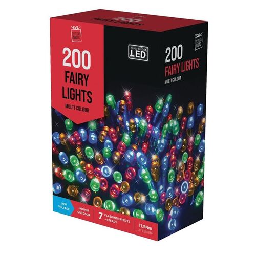 200 LED Fairy Lights Multi Colour