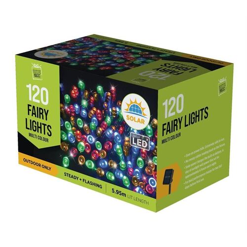 120 Bright LED Solar Fairy Lights - Multi Colour