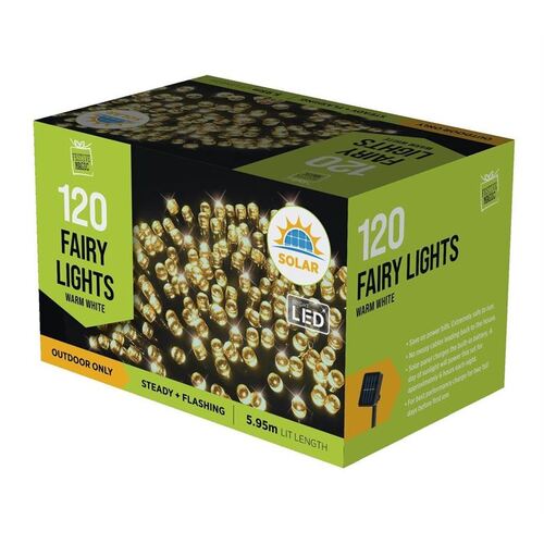 120 Bright LED Solar Fairy Lights - Warm White
