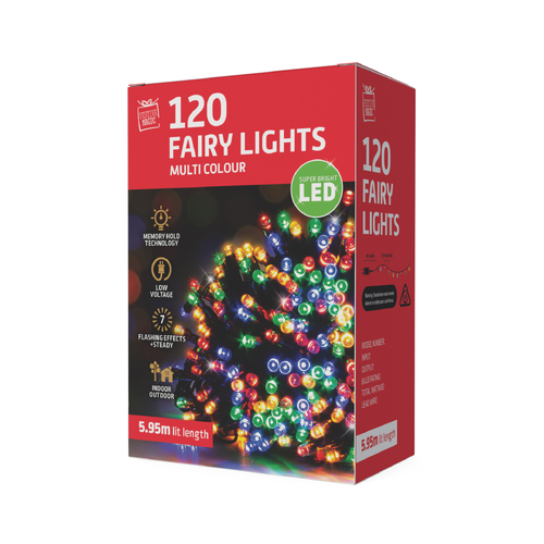120 LED Fairy Lights Multi Colour